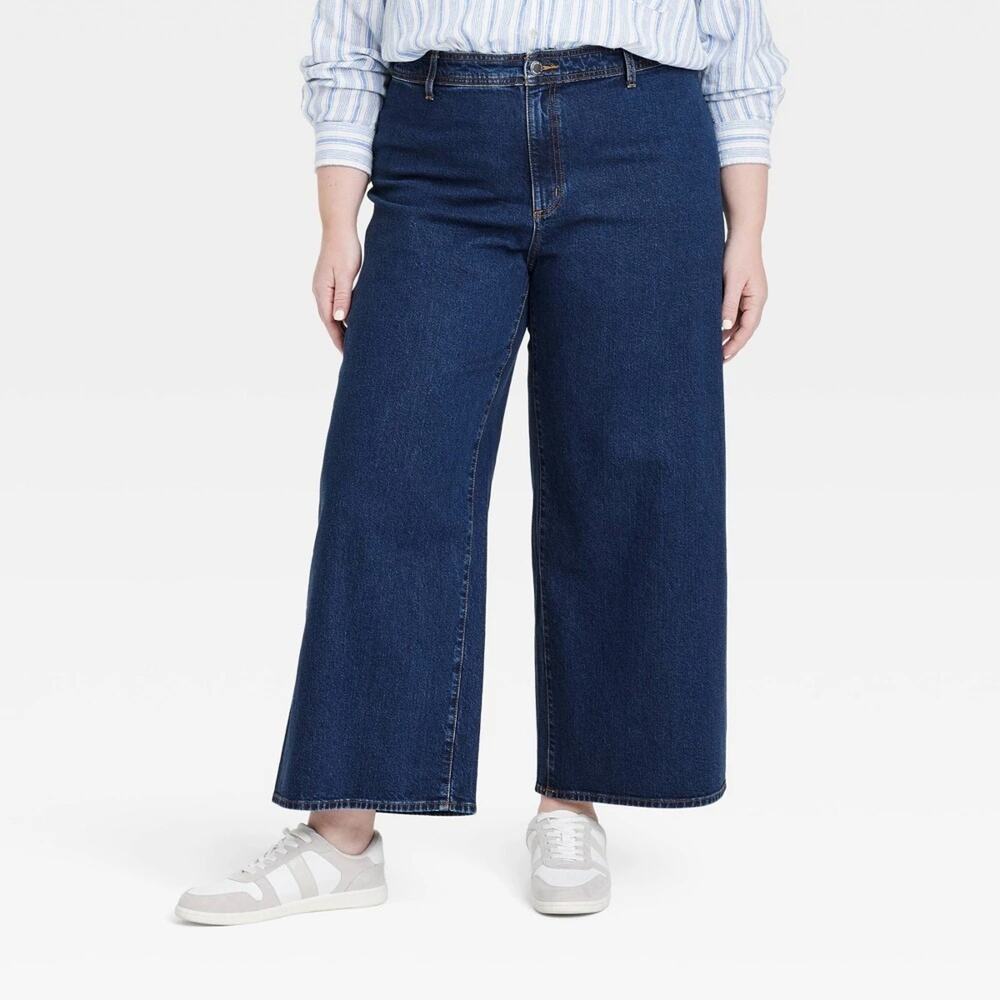 Universal Thread Womens High Rise Sailor Wide Leg Ankle Jeans Size 17 Dark Wash
